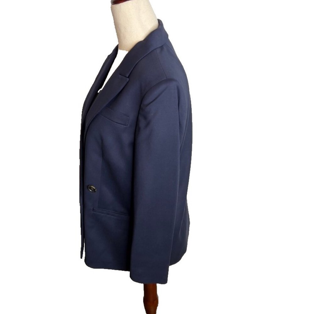 J.Crew $278 Petite Double Breasted Relaxed Blazer City Twill Navy Size P0 BX787 - Picture 2 of 10